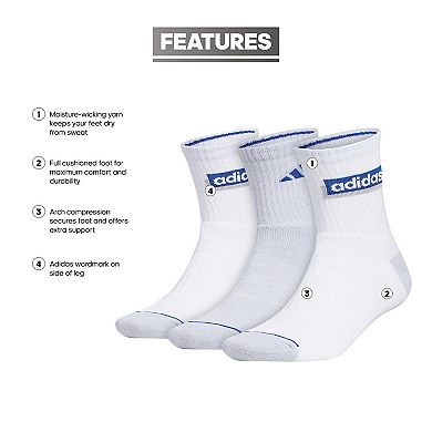 Men's adidas Sport Linear 3-Pack High-Quarter Socks