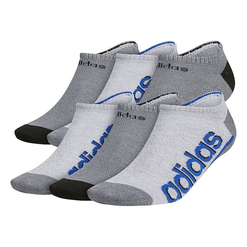Mens adidas Superlite Linear 6-Pack No Show Socks, Size: 6-12, Grey