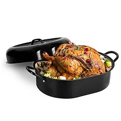 Classic Cuisine Heavy Duty Nonstick Roasting Pan with Angled Rack HW031104  - The Home Depot