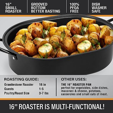 Granitestone Diamond Nonstick Oval Roasting Pan with Lid