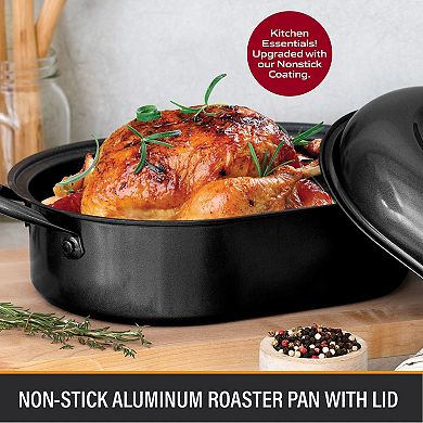 Granitestone Diamond Nonstick Oval Roasting Pan with Lid