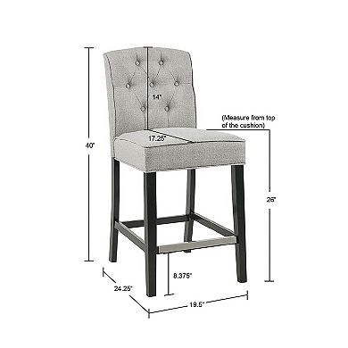 Madison Park Misha 26-in. Button Tufted Back Upholstered Counter Stool