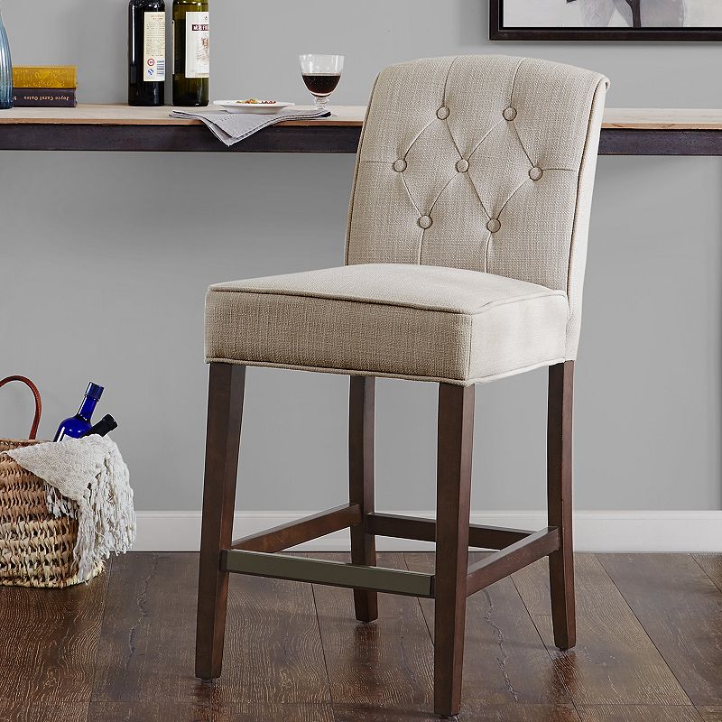 Madison Park Misha 26-in. Button Tufted Back Upholstered Counter Stool, Lt 