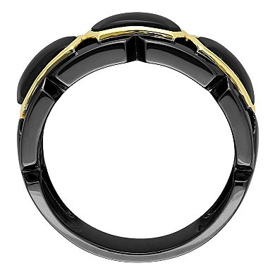 Stella Grace Men's 18k Gold Over Silver Black Onyx Ring