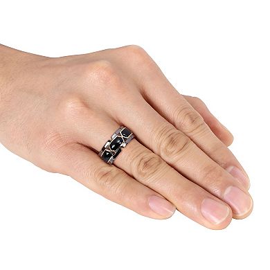 Stella Grace Men's 18k Gold Over Silver Black Onyx Ring