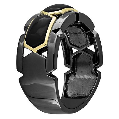 Stella Grace Men's 18k Gold Over Silver Black Onyx Ring