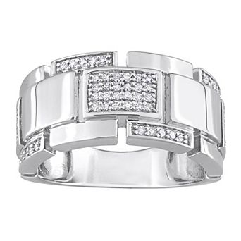 Stella Grace Men's Sterling Silver 1/4 Carat T.W. Diamond Ring