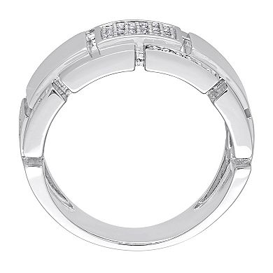 Stella Grace Men's Sterling Silver 1/4 Carat T.W. Diamond Ring