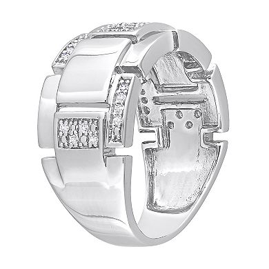Stella Grace Men's Sterling Silver 1/4 Carat T.W. Diamond Ring