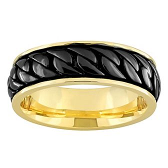 Stella Grace Men's 18k Gold Over Silver Ribbed Design Ring