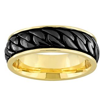 Stella Grace Men's 18k Gold Over Silver Ribbed Design Ring