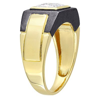 Stella Grace Men's Two Tone Sterling Silver Lab-Created Moissanite Solitaire Ring