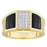 Stella Grace Men's 18k Gold Over Silver Black Onyx & 1/10 Carat T.W. Diamond Ring