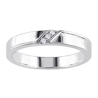 Stella Grace Men's Sterling Silver Diamond Accent 3-Stone Ring