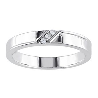 Stella Grace Men's Sterling Silver Diamond Accent 3-Stone Ring