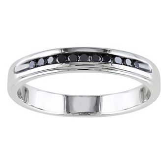 Stella Grace Men's Sterling Silver 1/4 Carat T.W. Black Diamond Single Row Ring