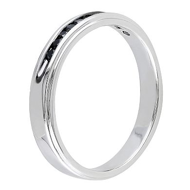 Stella Grace Men's Sterling Silver 1/4 Carat T.W. Black Diamond Single Row Ring