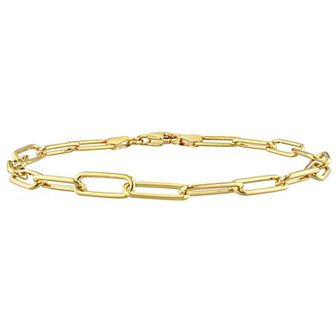 Stella Grace Men's 18k Gold Plated Silver Paper Clip Link Chain Bracelet