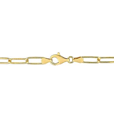 Stella Grace Men's 18k Gold Plated Silver Paper Clip Link Chain Bracelet