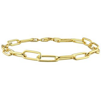 Stella Grace Men's 18k Gold Plated Silver Paper Clip Link Chain Bracelet