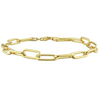 Stella Grace Men's 18k Gold Plated Silver Paper Clip Link Chain Bracelet