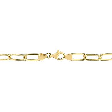 Stella Grace Men's 18k Gold Plated Silver Paper Clip Link Chain Bracelet