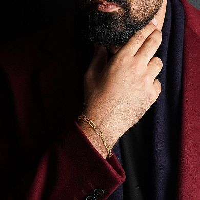 Stella Grace Men's 18k Gold Plated Silver Paper Clip Link Chain Bracelet