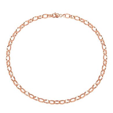 Stella Grace Men's 18k Rose Gold Plated Silver Rolo Chain Necklace