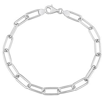 Stella Grace Men's Sterling Silver Paper Clip Link Chain Bracelet