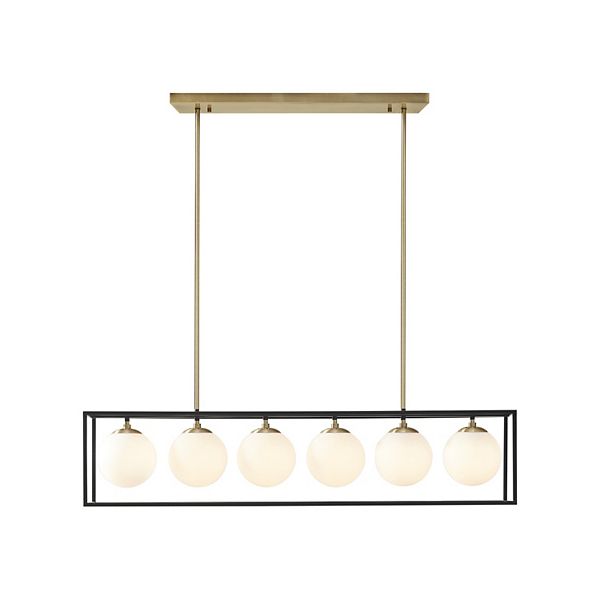 Helena Industrial Styled Chandelier Antique Brass - Ink+Ivy: 6-Light Frosted Glass, Ceiling Fixture