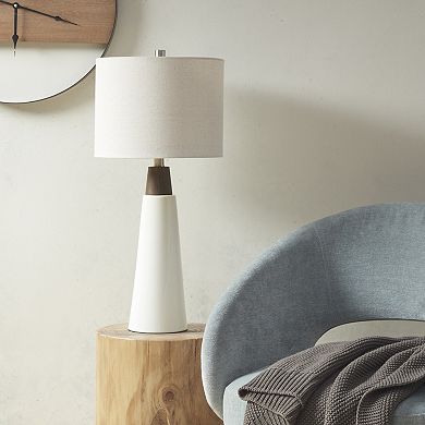 INK+IVY Tristan Ceramic and Wood Table Lamp