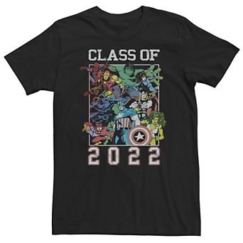Big & Tall Marvel Comic Retro Super Hero Group Portrait Class of 2022 Tee