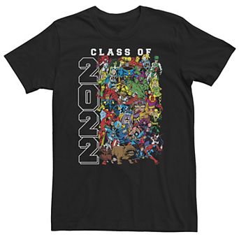 Big & Tall Marvel Comic Retro Super Hero Comic Group Portrait Class of 2022 Tee
