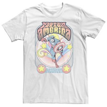 Big & Tall Marvel Comic Retro Distressed Captain America Comic Poster Tee