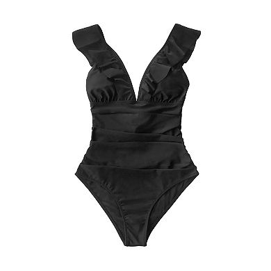 Women's Cupshe Ruffled Lace Up One-Piece Swimsuit