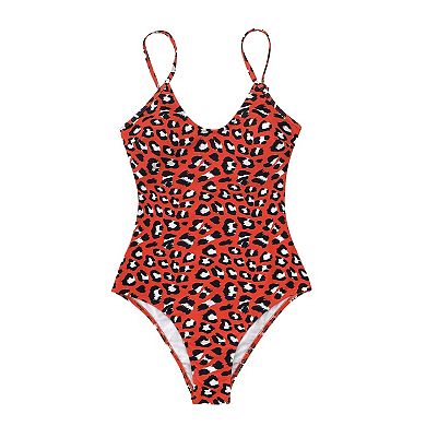 Women's CUPSHE Leopard Print V-Neck One-Piece Swimsuit