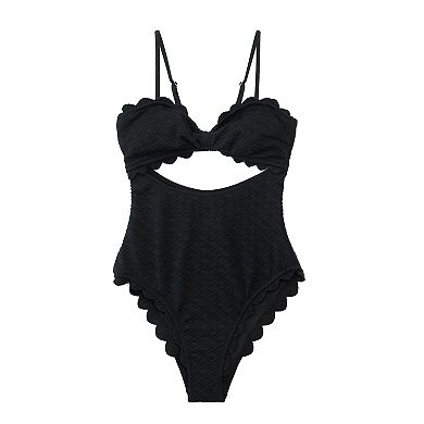 Women's Cupshe Cutout Scallop Trim One-Piece Swimsuit