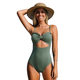 Women's Cupshe Cutout Scallop Trim One-Piece Swimsuit