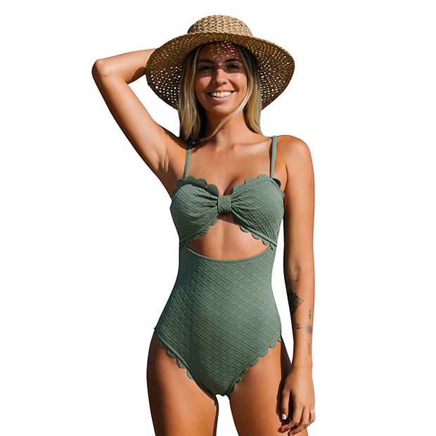 Scalloped edge one piece hot sale swimsuit