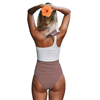 Women's CUPSHE Colorblock Asymmetrical One-Piece Swimsuit