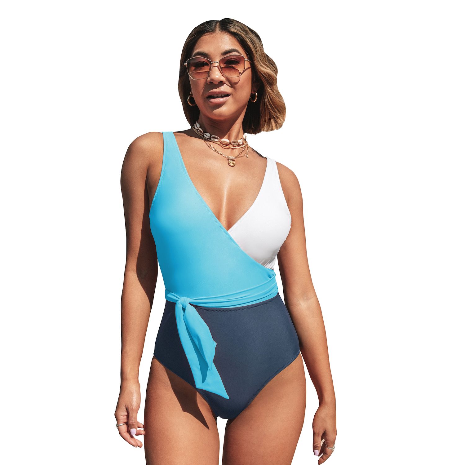 Sexy One Piece Bathing Suit for Women Cutout Scallop Trim Swimsuit