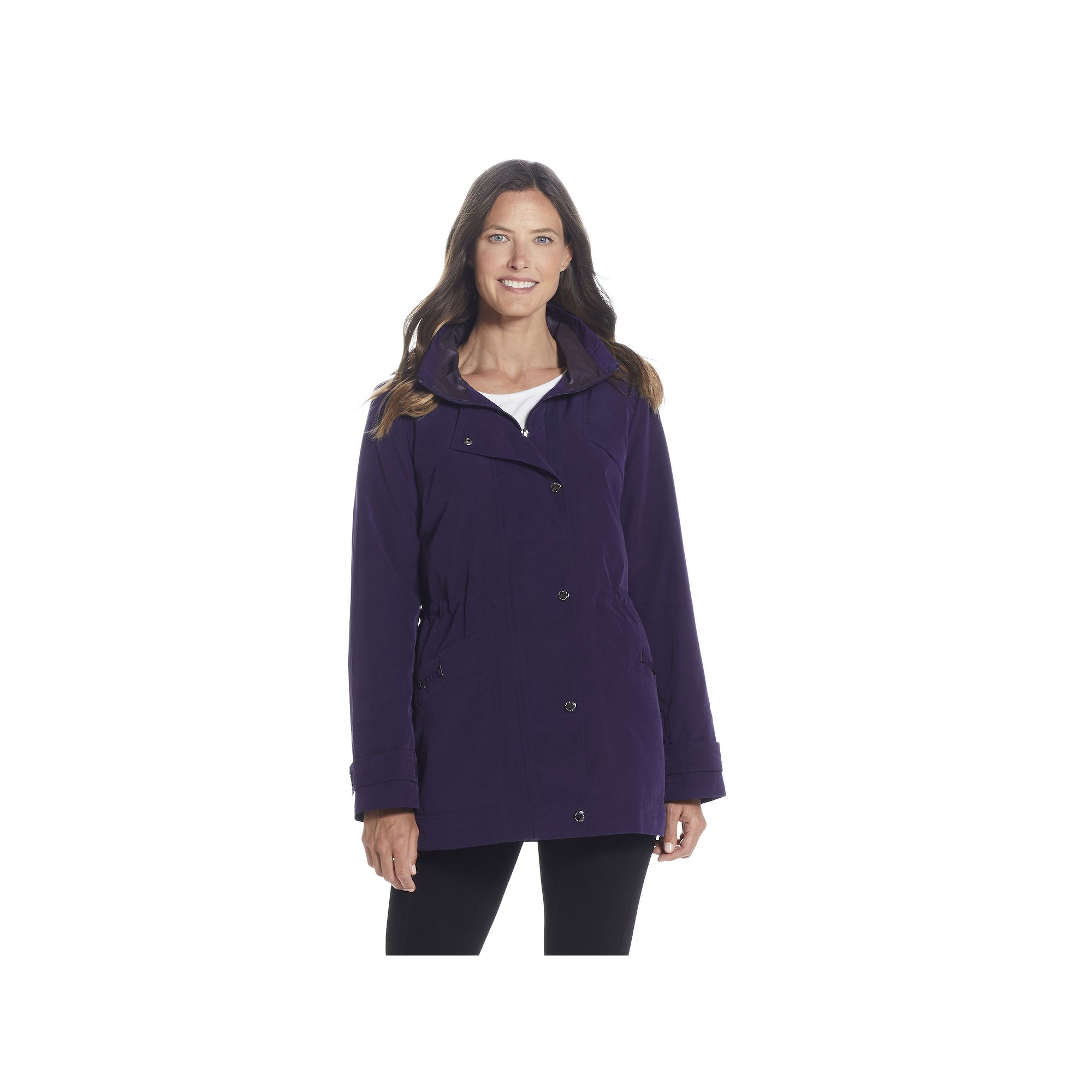 Womens Gallery Hooded Lined Rain Jacket, Size: Small, Purple