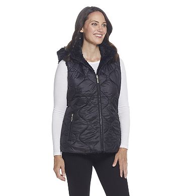 Women's Gallery Hooded Faux-Fur Reversible Vest