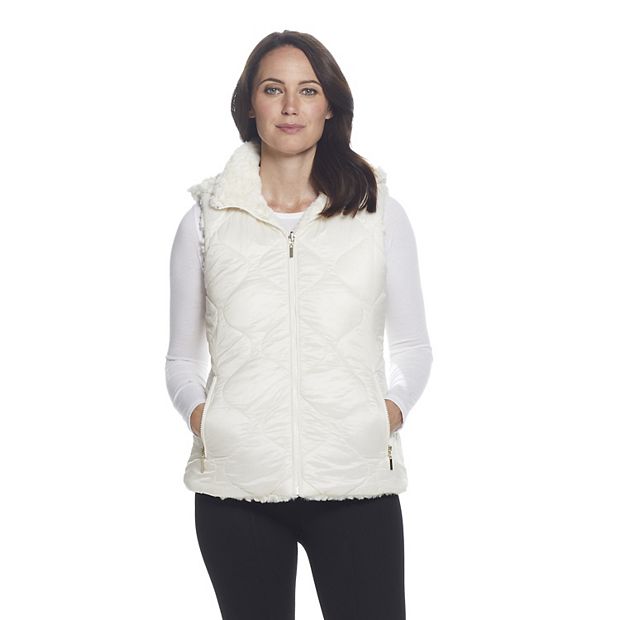 White vest with fur hood sale