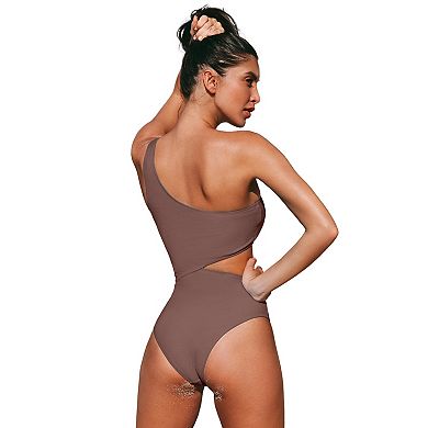 Women's CUPSHE Asymmetrical Cut-Out Ribbed One-Piece Swimsuit