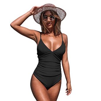 Women's Cupshe Tummy Control V-Neck One-Piece Swimsuit