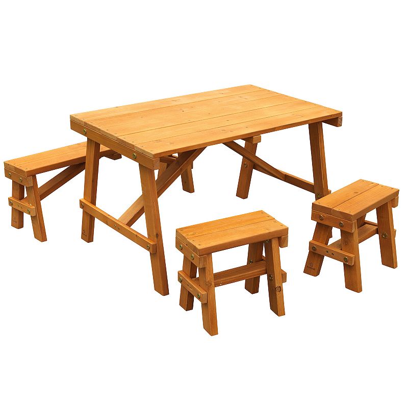 KidKraft Outdoor Picnic Table Set, Brown