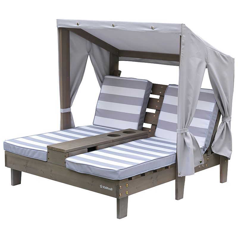 KidKraft Double Chaise Lounge with Cup Holders, Grey