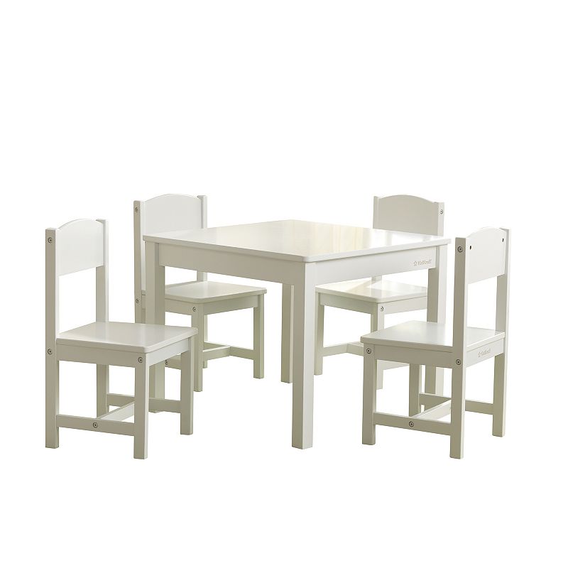 KidKraft Farmhouse Table & 4 Chairs Set, White