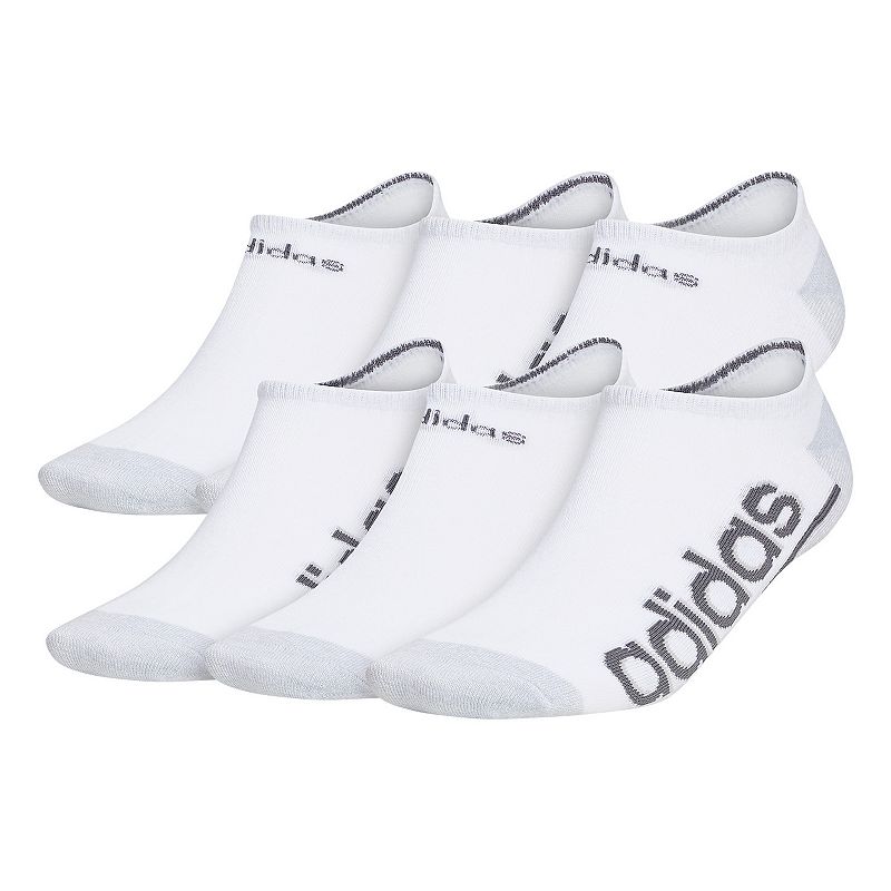 Mens adidas 6-Pack Linear Superlite III Super No-Show Socks, Size: 6-12, W